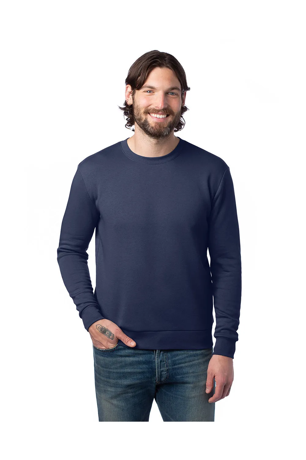 Alternative Mens Eco Cozy Fleece Crewneck Sweatshirt - Midnight Navy Blue