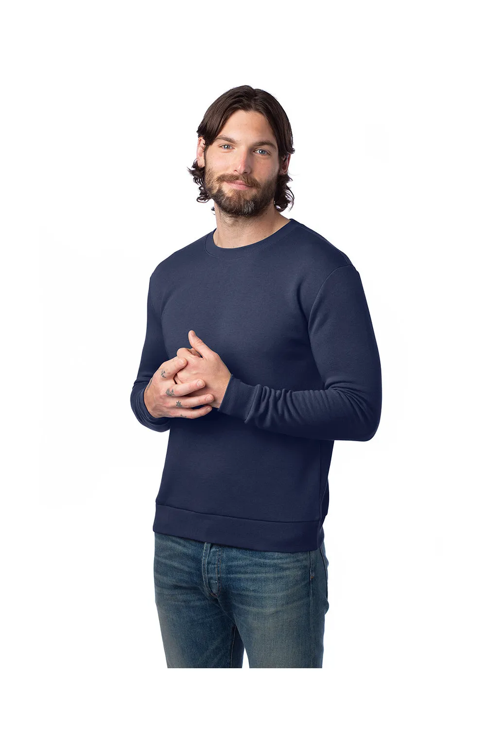 Alternative Mens Eco Cozy Fleece Crewneck Sweatshirt - Midnight Navy Blue