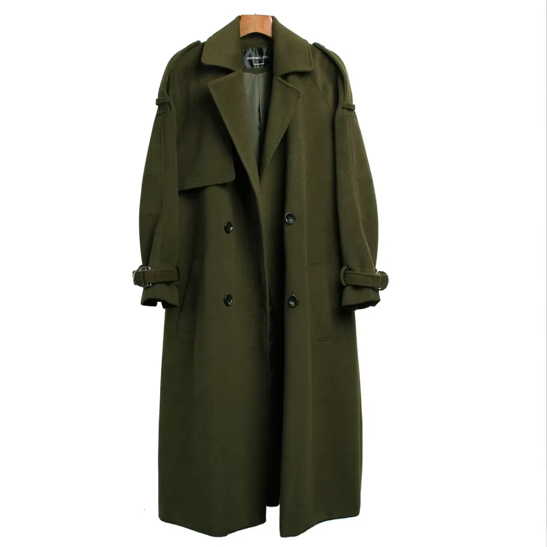 Autumn Winter New Women's Casual Wool Blend Trench Coat