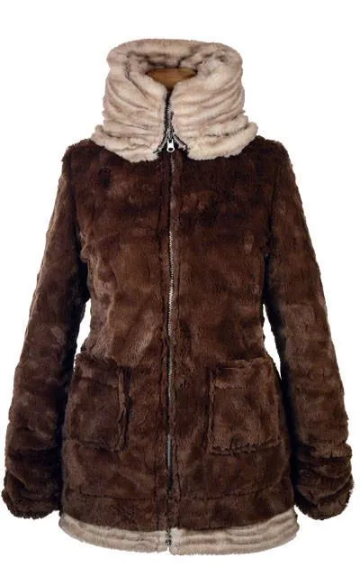 Bardot Coat, Reversible - Plush Faux Fur in Rex with Cuddly Fur ( One Small Cornish Rex Left!)