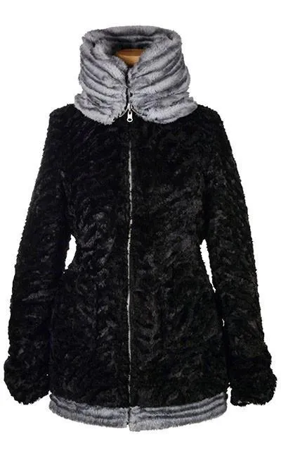 Bardot Coat, Reversible - Plush Faux Fur in Rex with Cuddly Fur ( One Small Cornish Rex Left!)