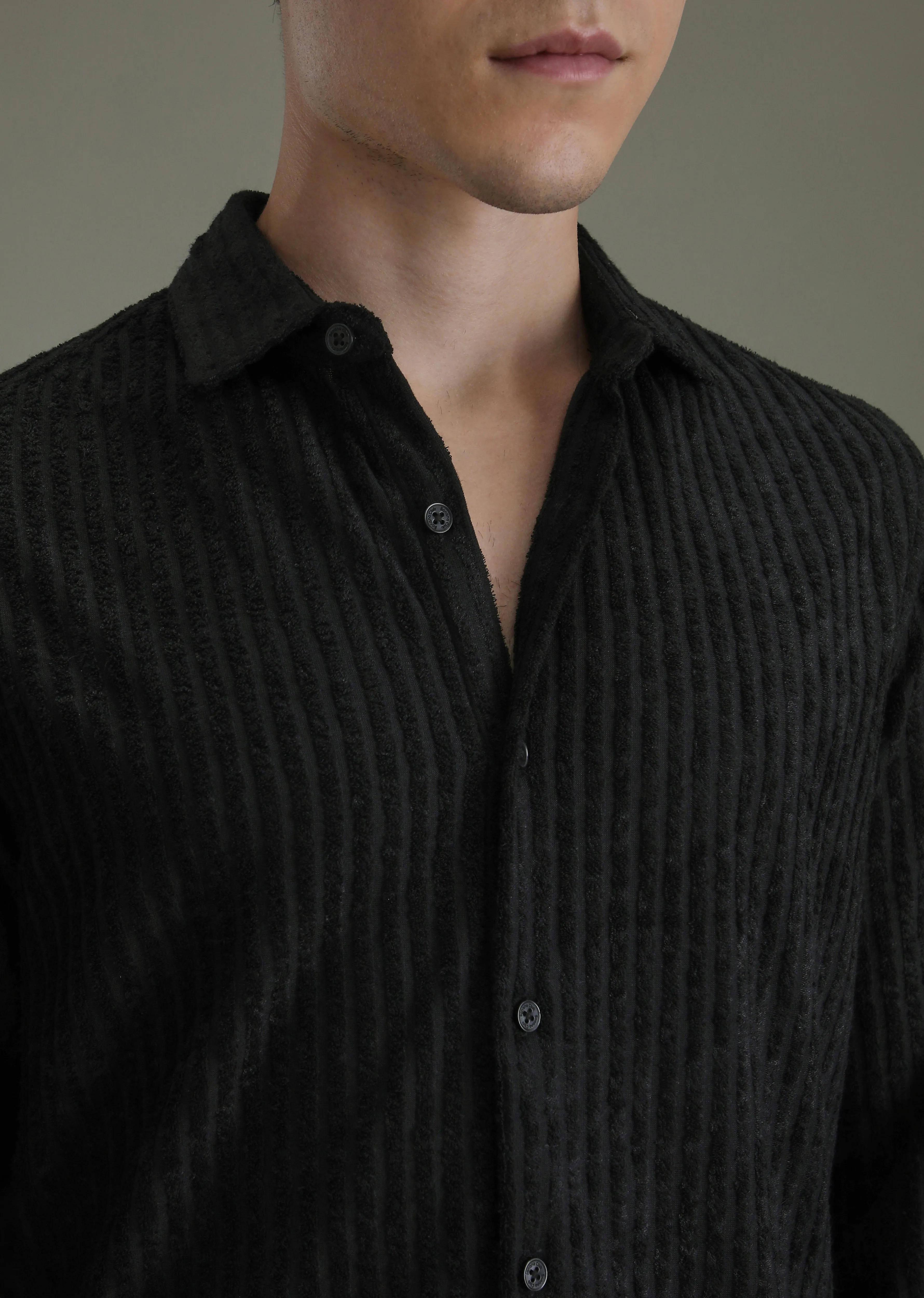 Black Corduroy Stripe Shirt