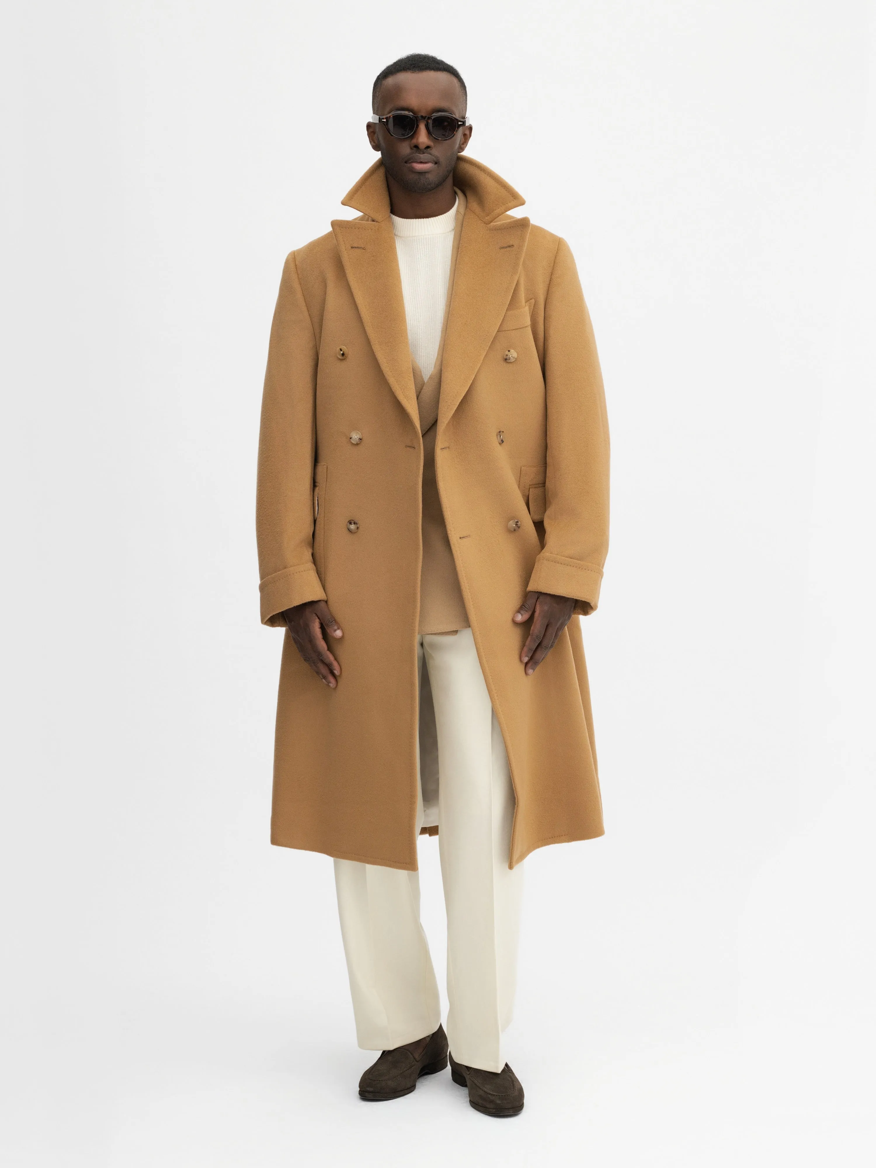 Camel Virgin Wool Polo Coat