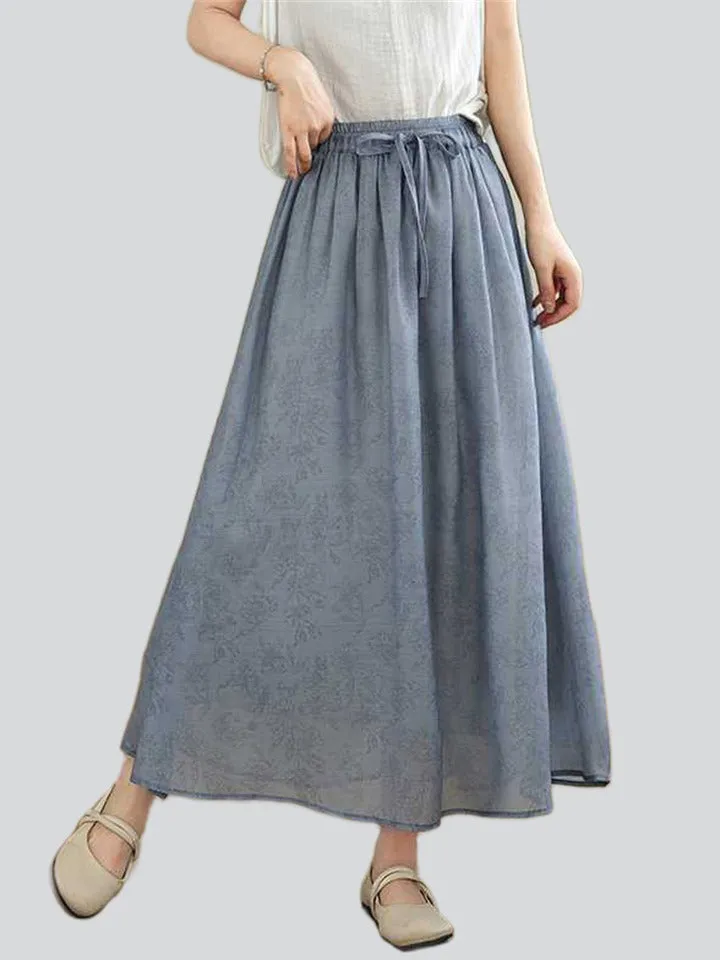 Casual Flowy High-Rise Drawstring Summer Skirt for Women