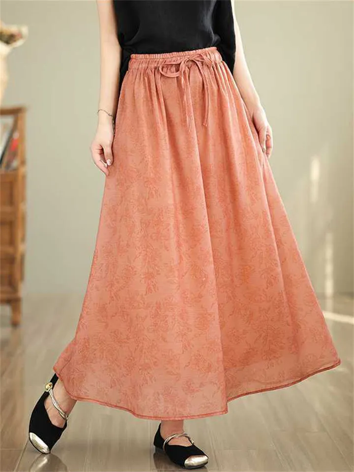 Casual Flowy High-Rise Drawstring Summer Skirt for Women