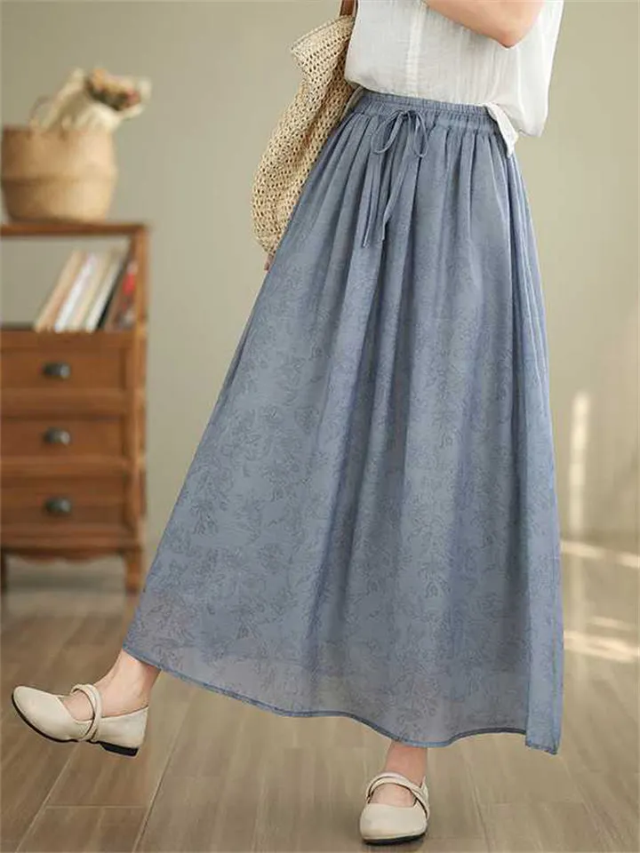 Casual Flowy High-Rise Drawstring Summer Skirt for Women