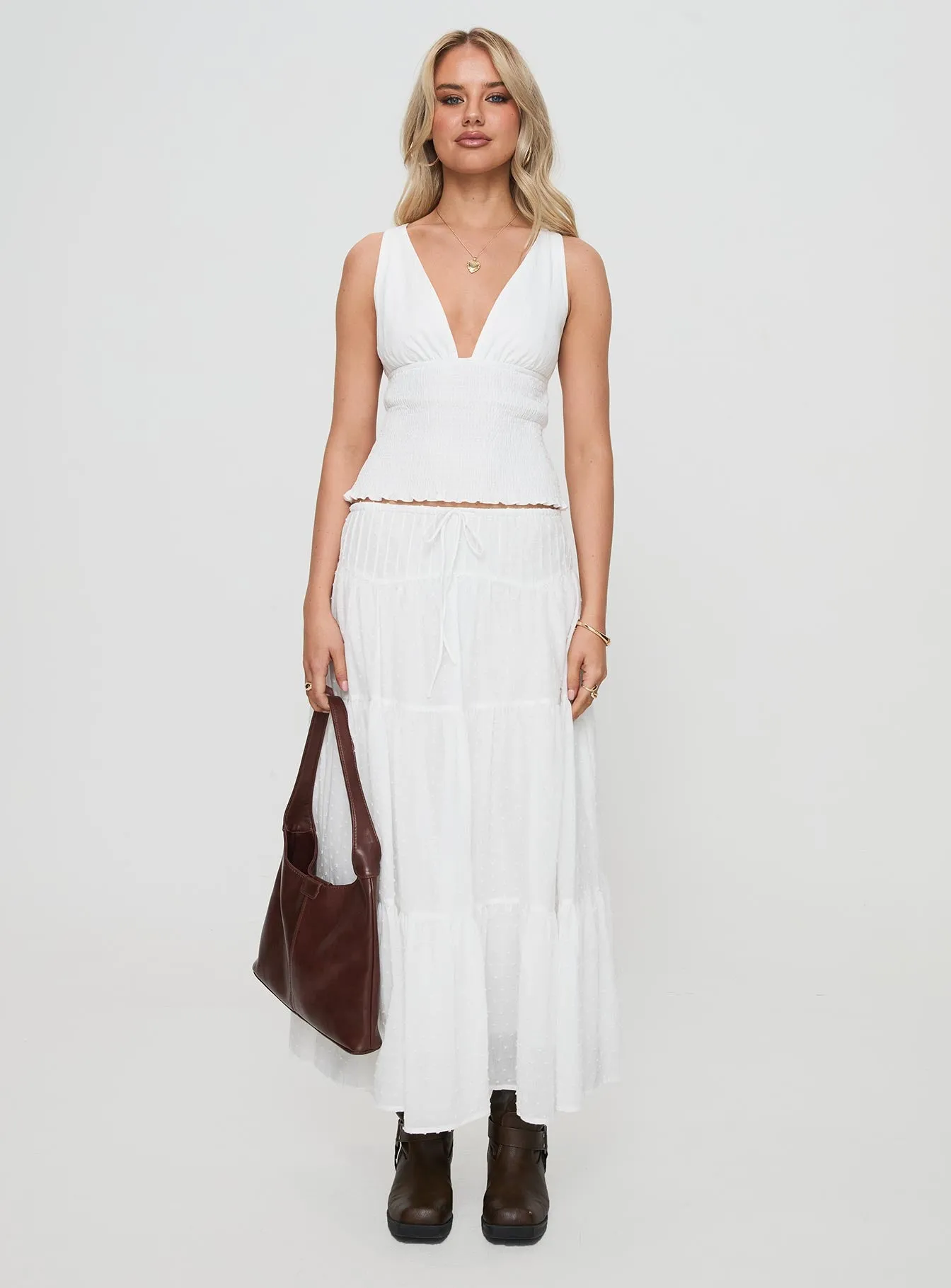 Cherry On Top Maxi Skirt White