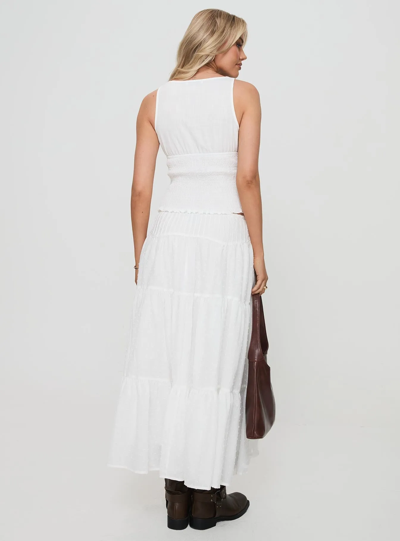 Cherry On Top Maxi Skirt White