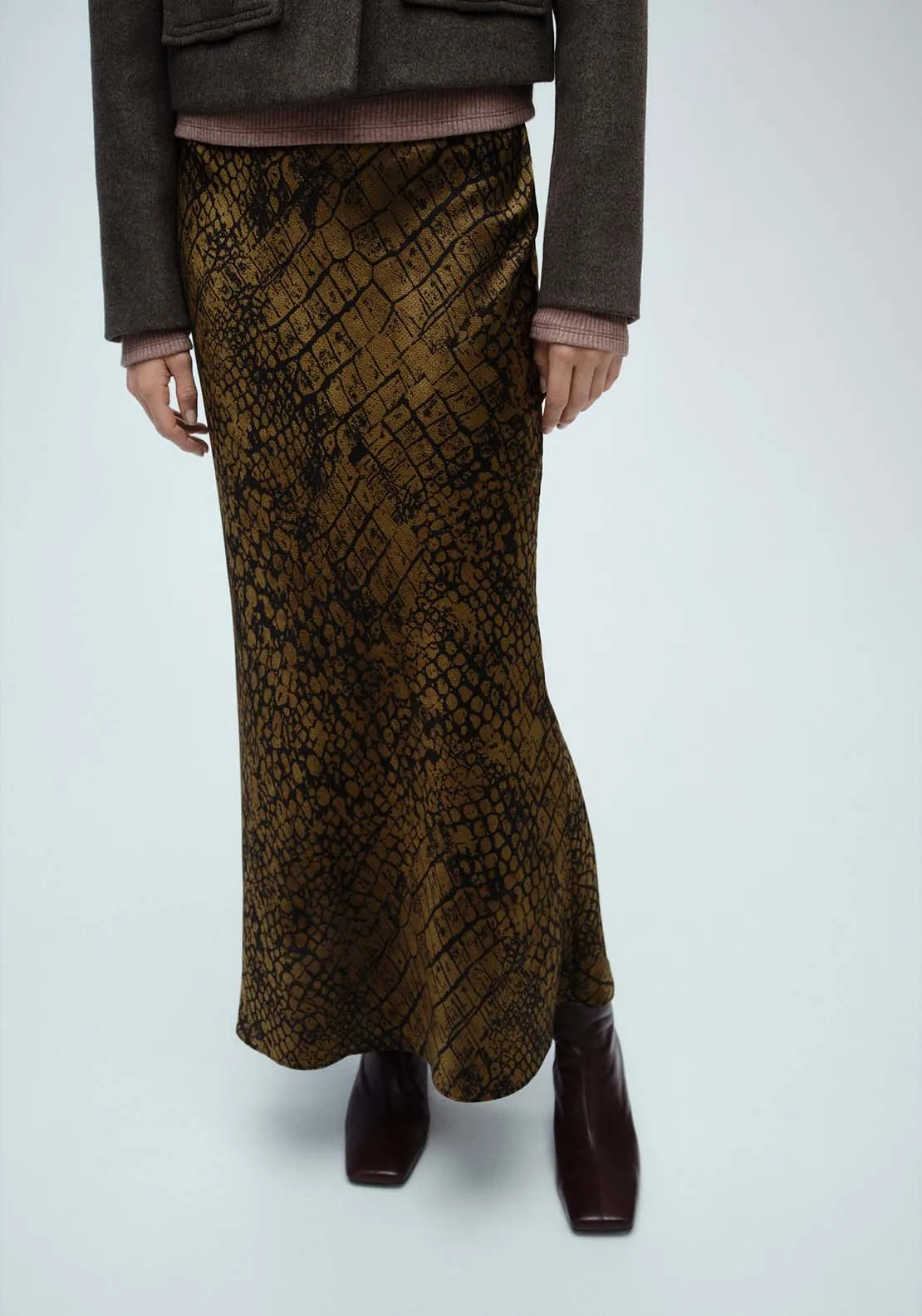 Coco print flared skirt - Brown