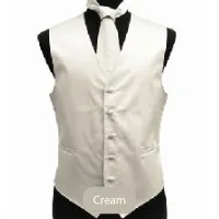 Cream Mens Solid Vest