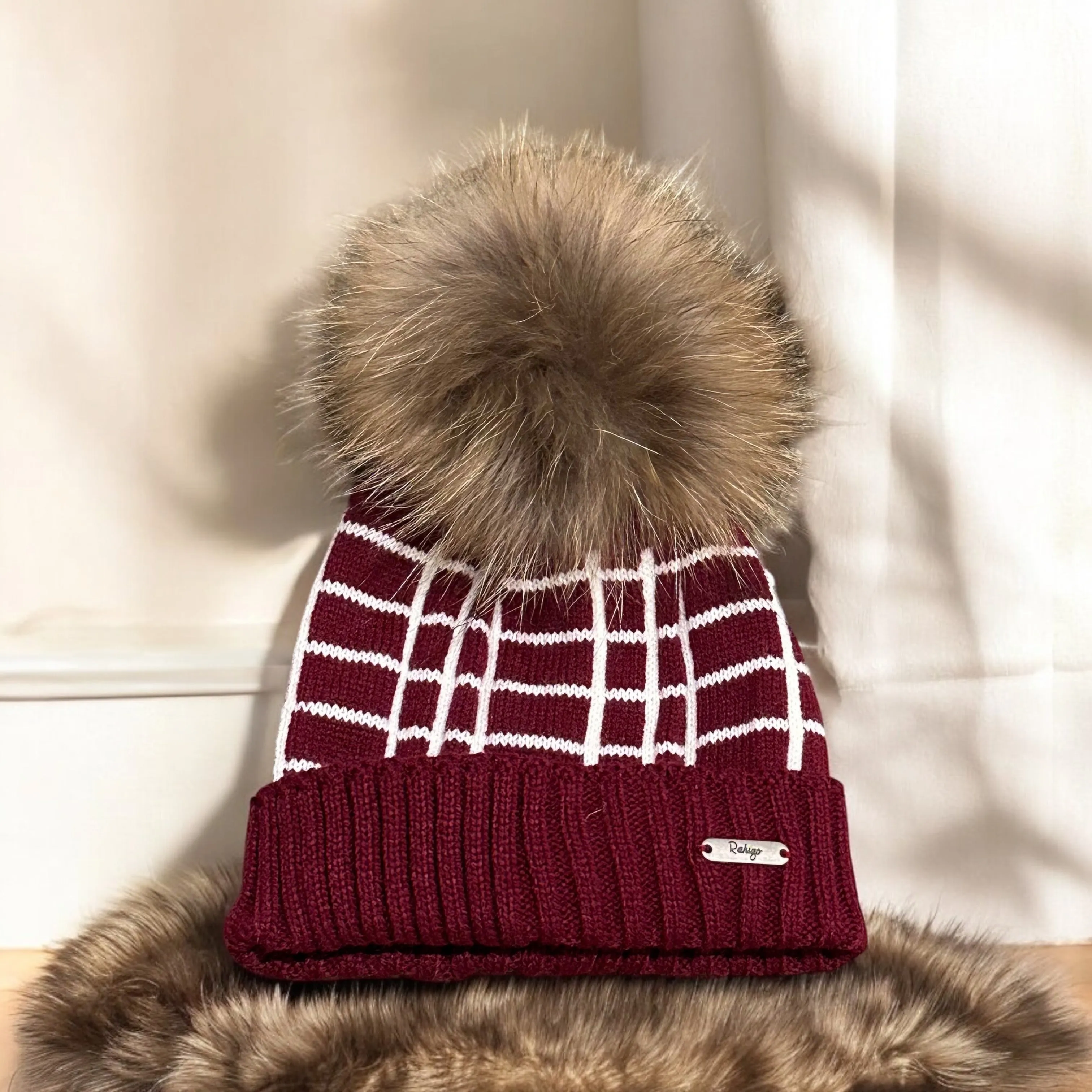 Dark Red Pom Hat