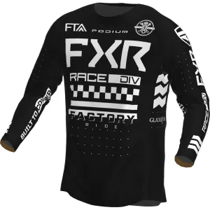 FXR  Youth Podium MX Jersey Black Lightweight Slim Fit Drop-Tail High Performance