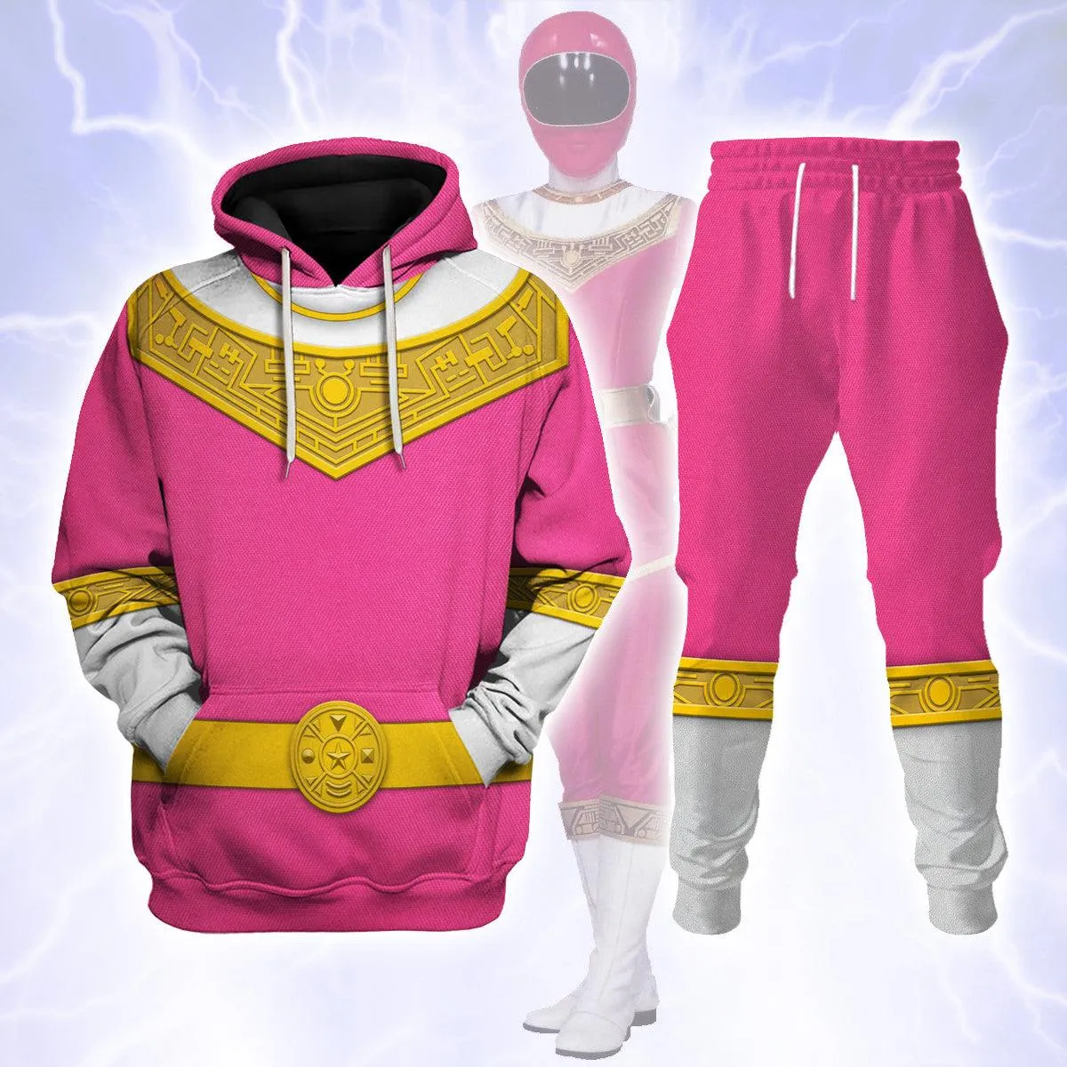 Gearhomie Pink Power Rangers Zeo Hoodies Sweatshirt T-shirt Hawaiian Tracksuit