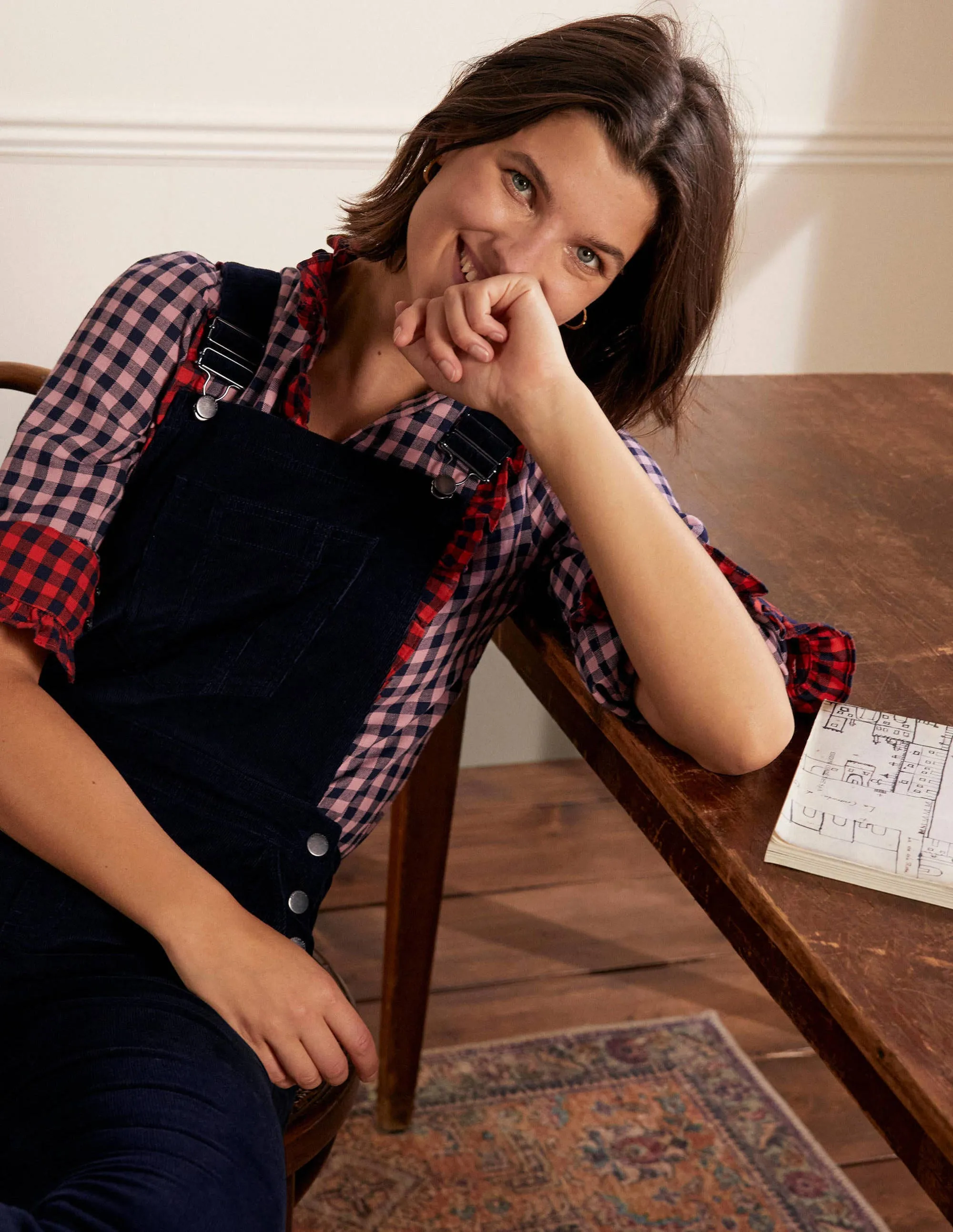 Girlfriend Dungarees-Navy Cord