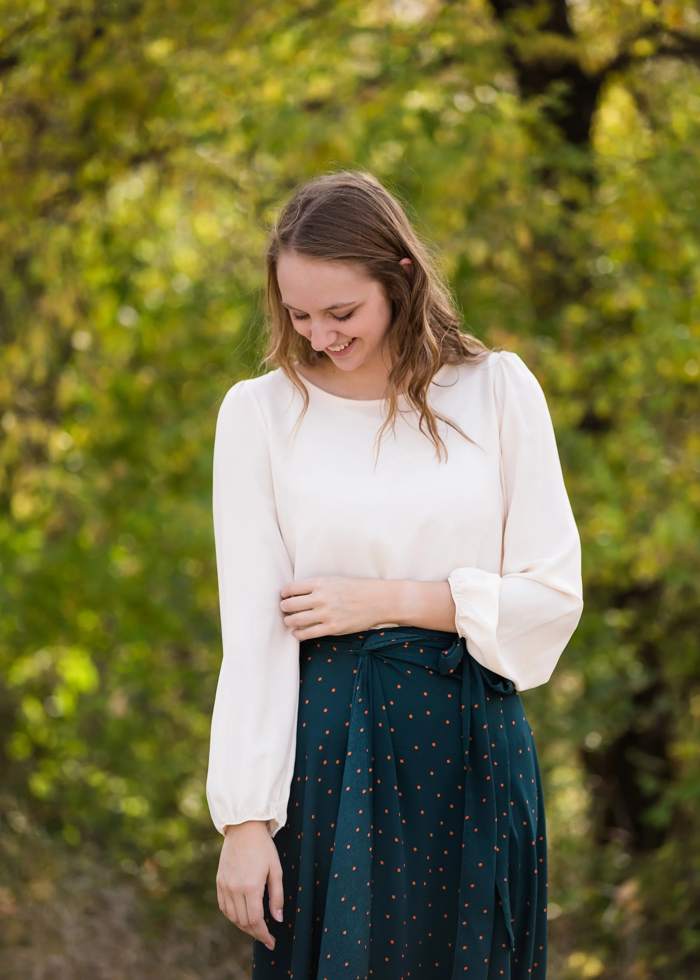 Green Polka Dot Wrap Midi Skirt - FINAL SALE