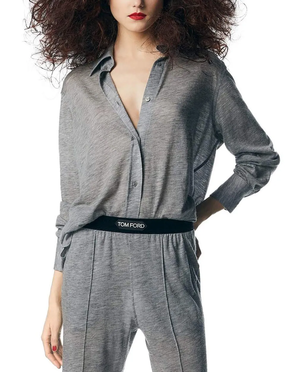 Grey Melange Cashmere Relaxed Shirt