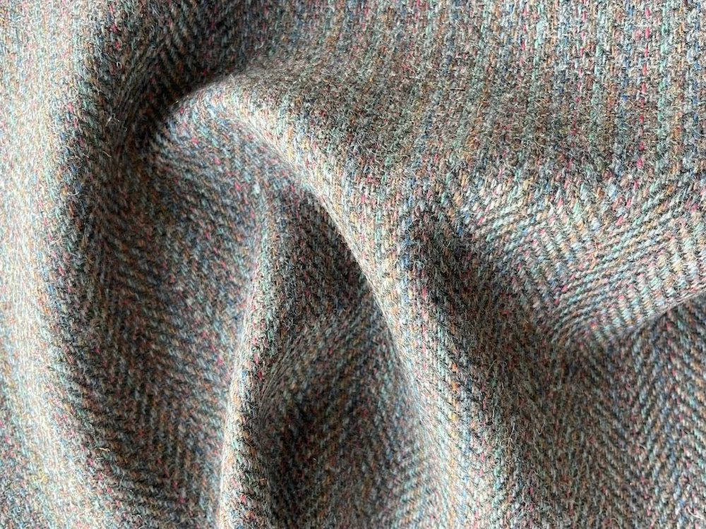 Herringbone Seaside Shades Shetland Wool Blend (Made in Italy)