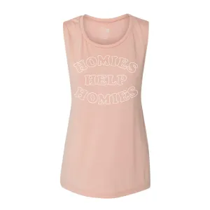 HOMIES HELP HOMIES WOMEN'S MUSCLE TANK / PEACH