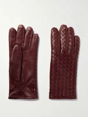 Intrecciato leather gloves