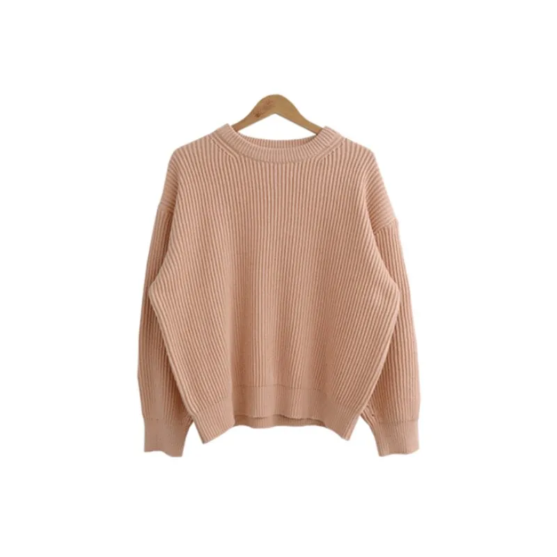 Joskaa Woman Harajuku Sweaters Fashion Show 2024 Autumn Oversized Loose Long Sleeve Casual Pullovers Female Solid Knitted Tops