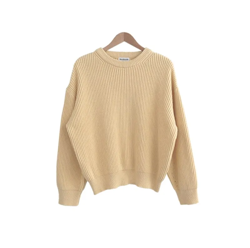 Joskaa Woman Harajuku Sweaters Fashion Show 2024 Autumn Oversized Loose Long Sleeve Casual Pullovers Female Solid Knitted Tops