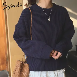 Joskaa Woman Harajuku Sweaters Fashion Show 2024 Autumn Oversized Loose Long Sleeve Casual Pullovers Female Solid Knitted Tops