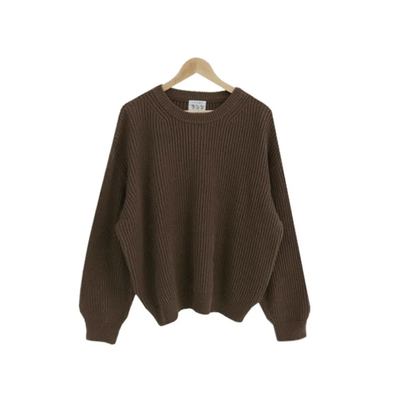 Joskaa Woman Harajuku Sweaters Fashion Show 2024 Autumn Oversized Loose Long Sleeve Casual Pullovers Female Solid Knitted Tops