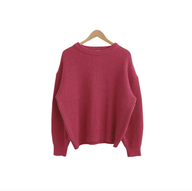 Joskaa Woman Harajuku Sweaters Fashion Show 2024 Autumn Oversized Loose Long Sleeve Casual Pullovers Female Solid Knitted Tops