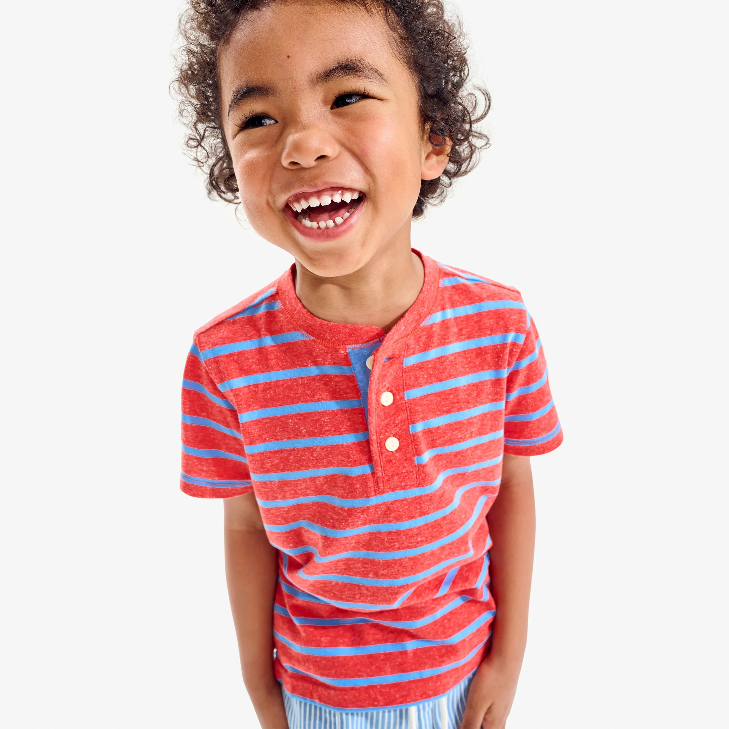 Kids heathered henley tee in stripe