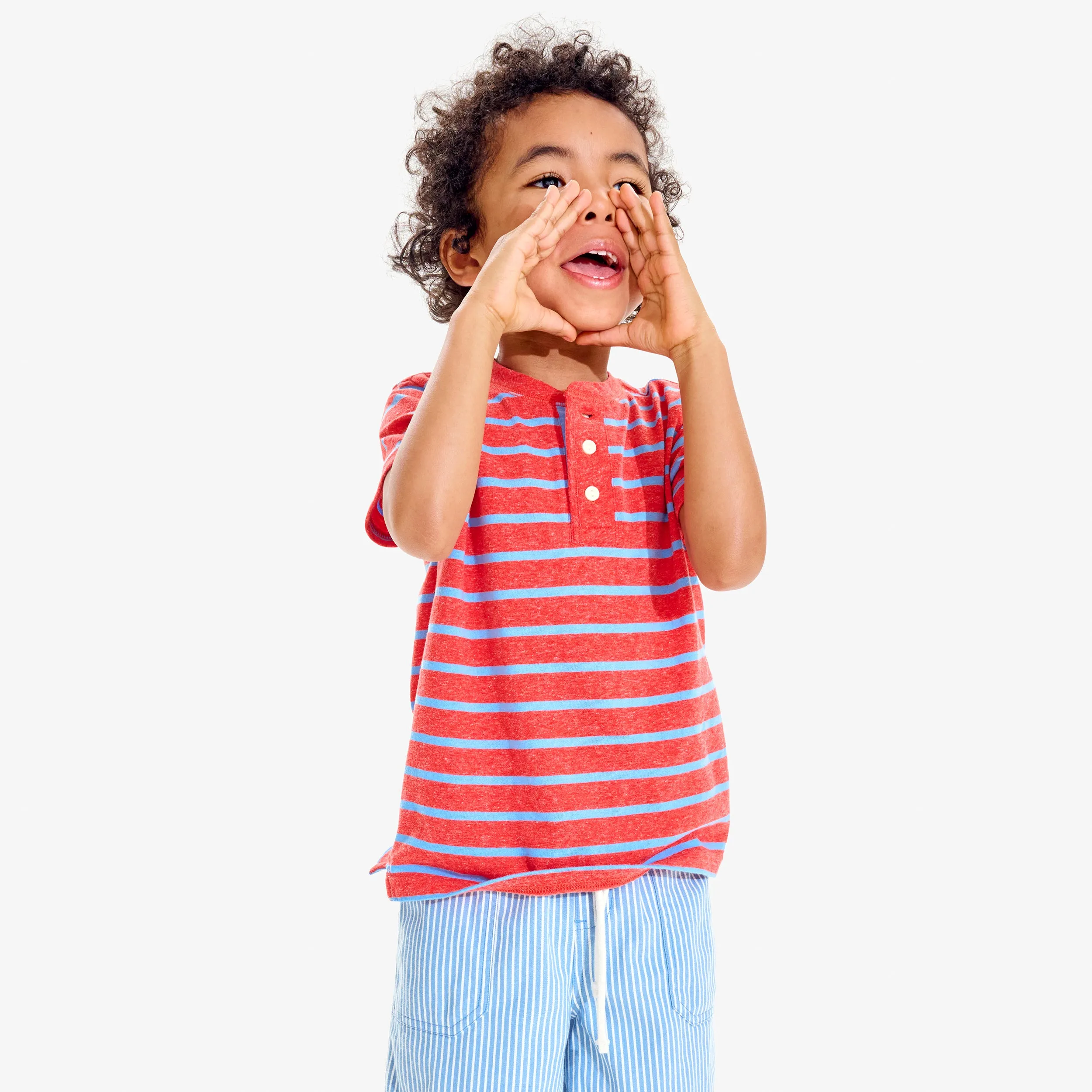 Kids heathered henley tee in stripe