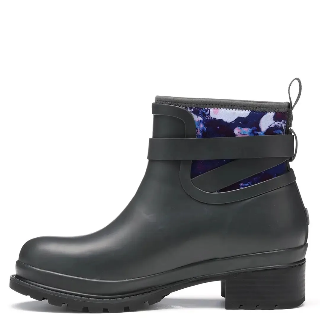 Liberty Rubber Ankle Boots - Grey Purple Floral Print by Muckboot