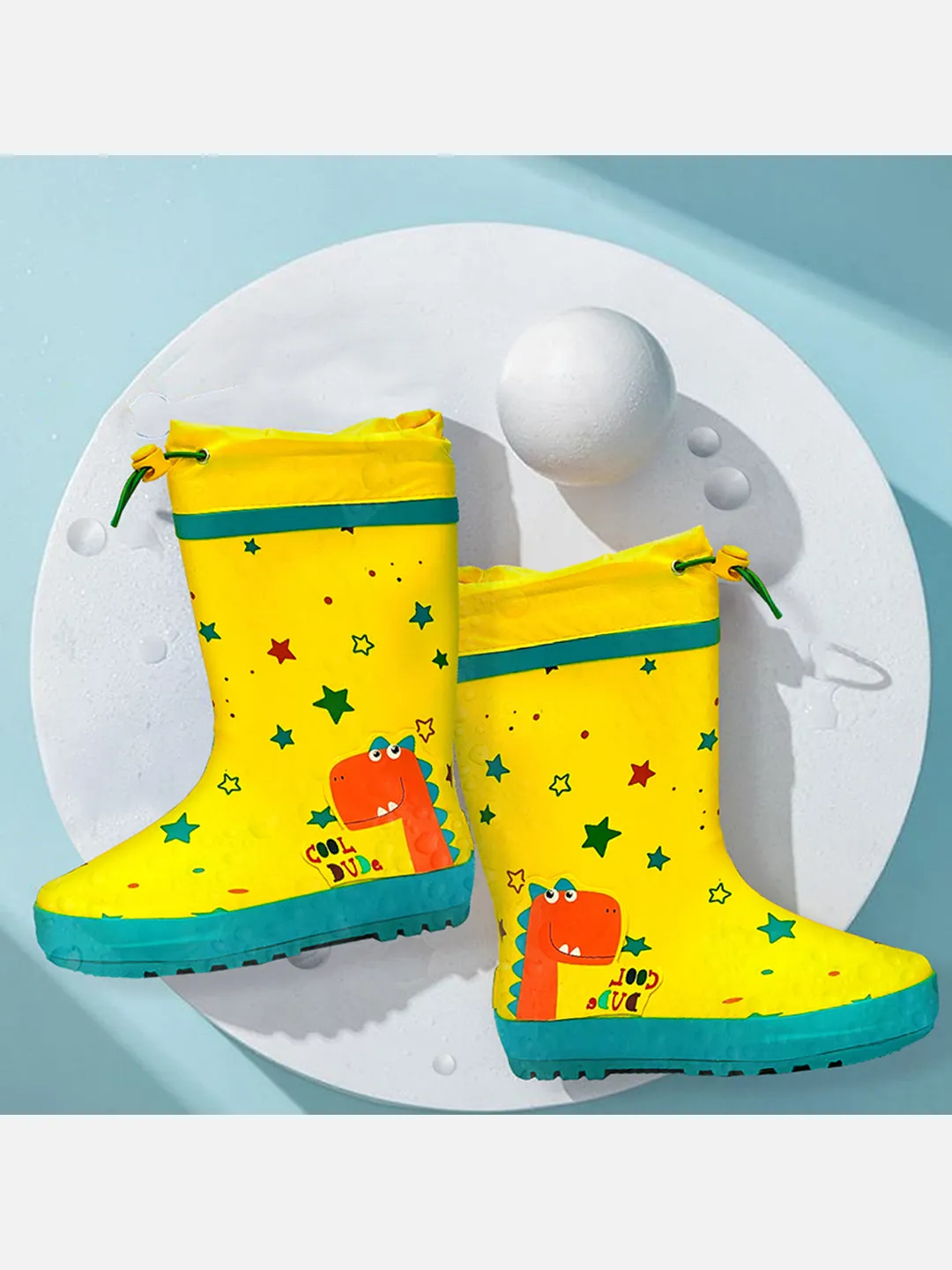 Little Surprise Box Rock n Roll Dino Flexible Rubber Rain Gumboots for Toddlers and Kids