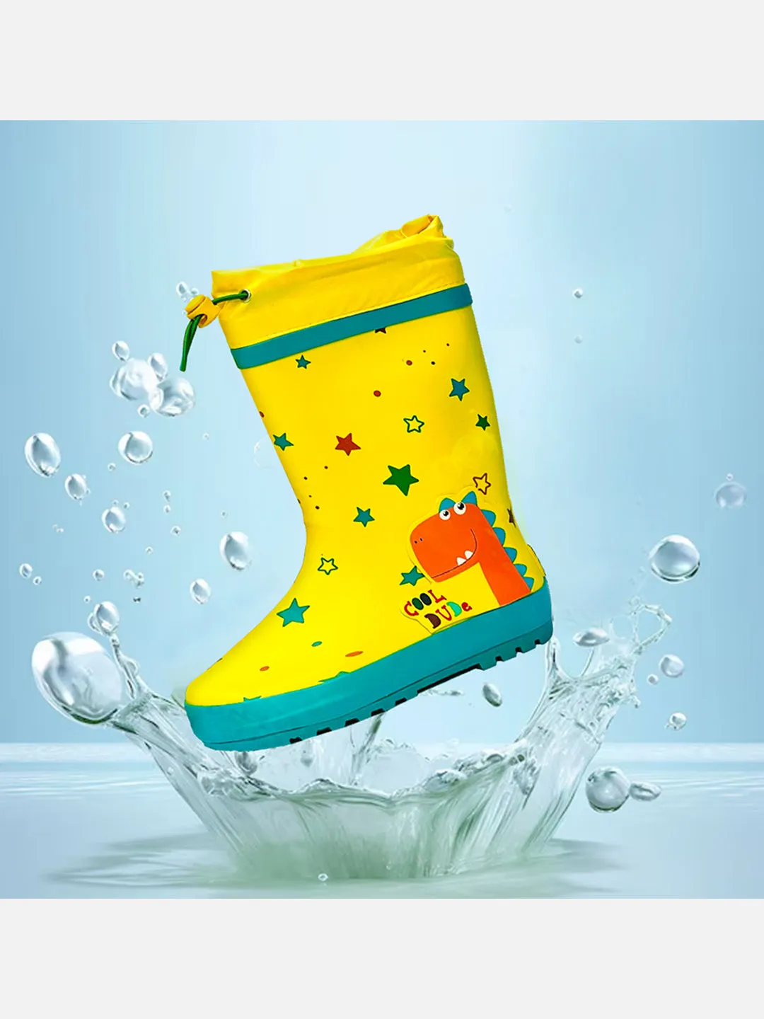 Little Surprise Box Rock n Roll Dino Flexible Rubber Rain Gumboots for Toddlers and Kids