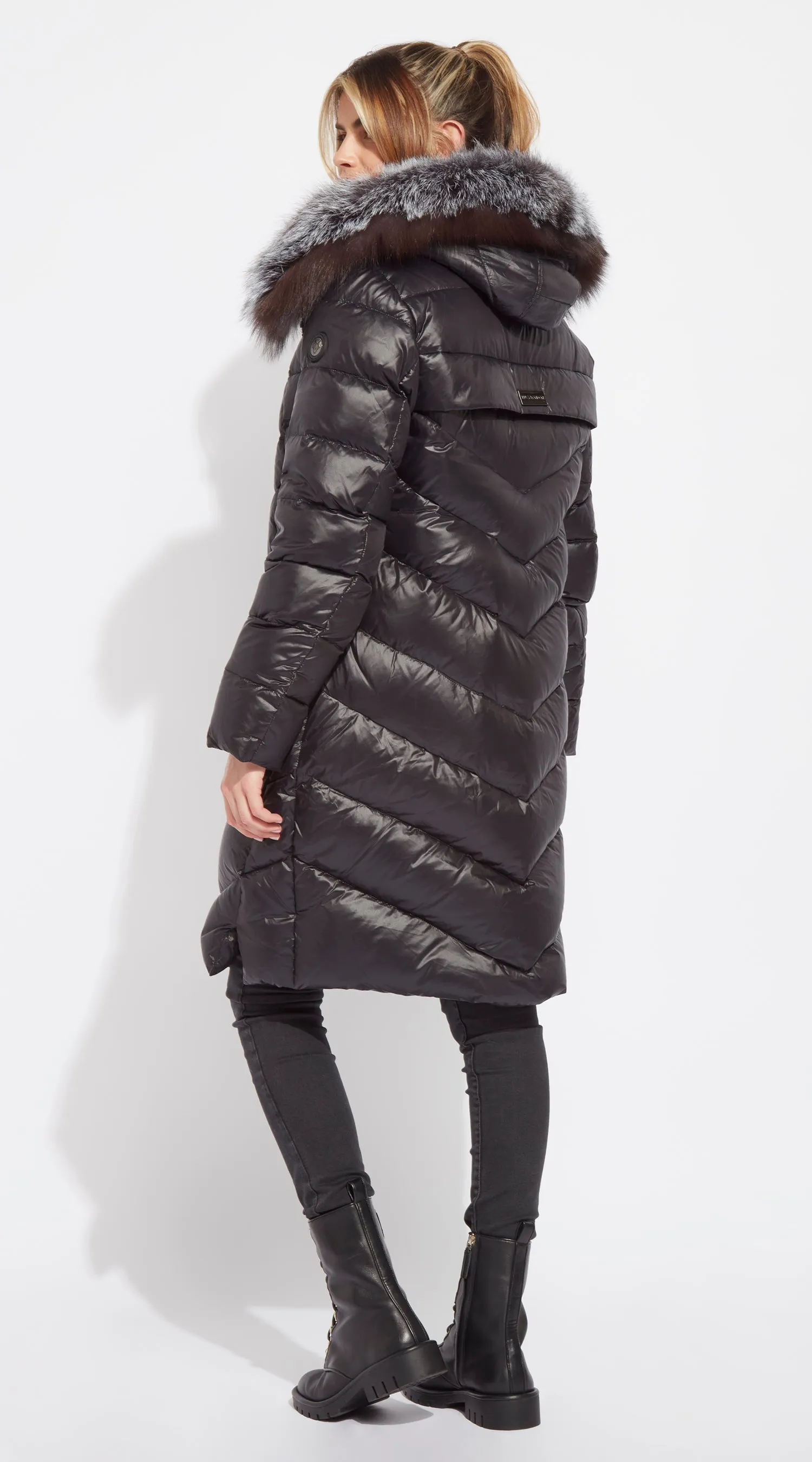 Luxy Midi Water-Repellent Down Jacket - Silver Fox