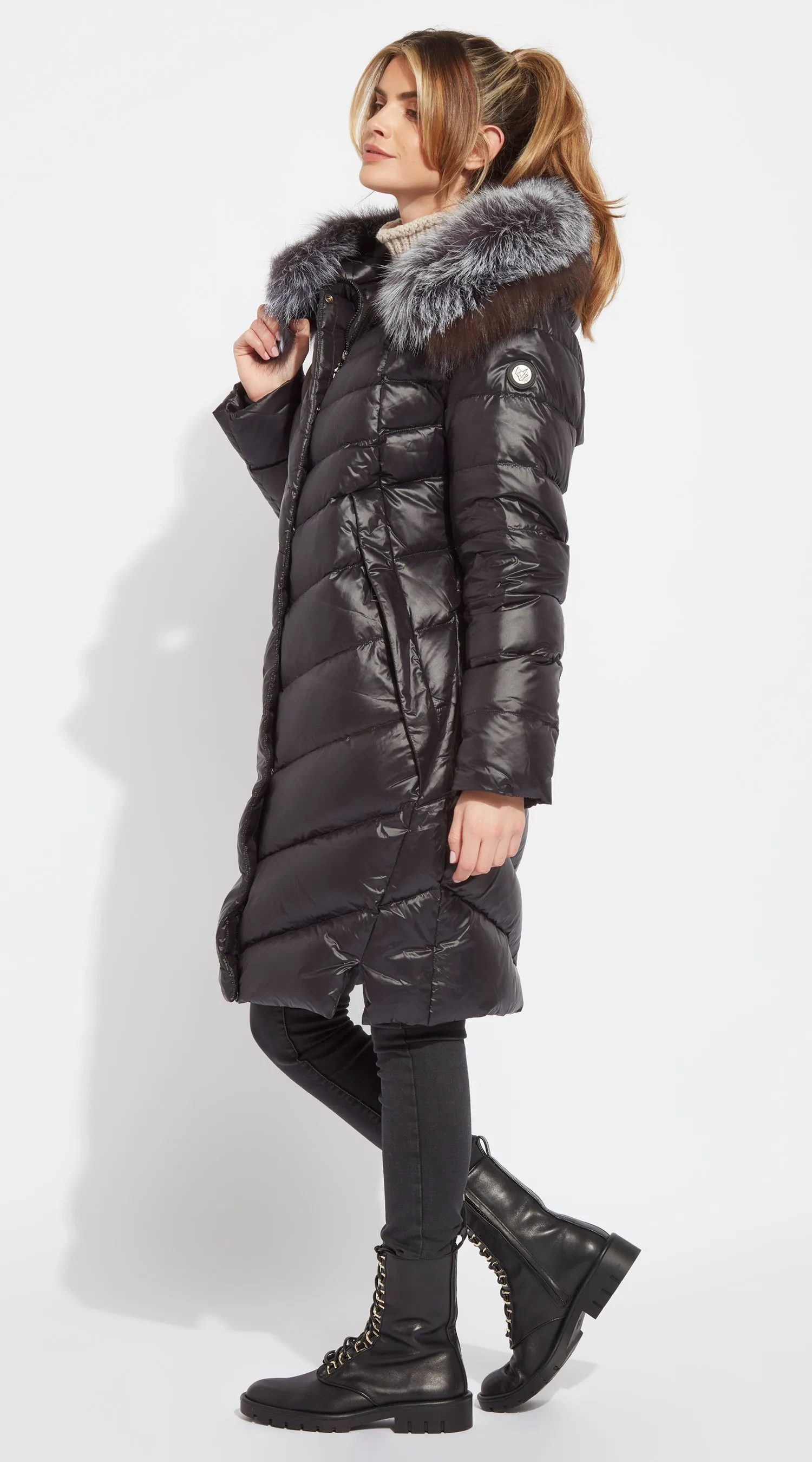 Luxy Midi Water-Repellent Down Jacket - Silver Fox