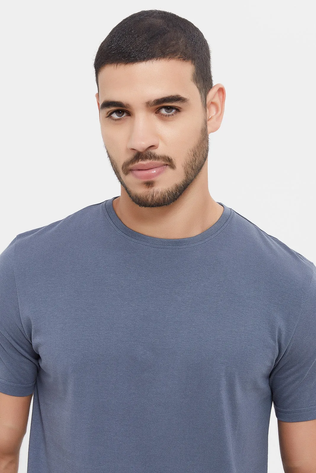 Men Charcoal Plain T-Shirt