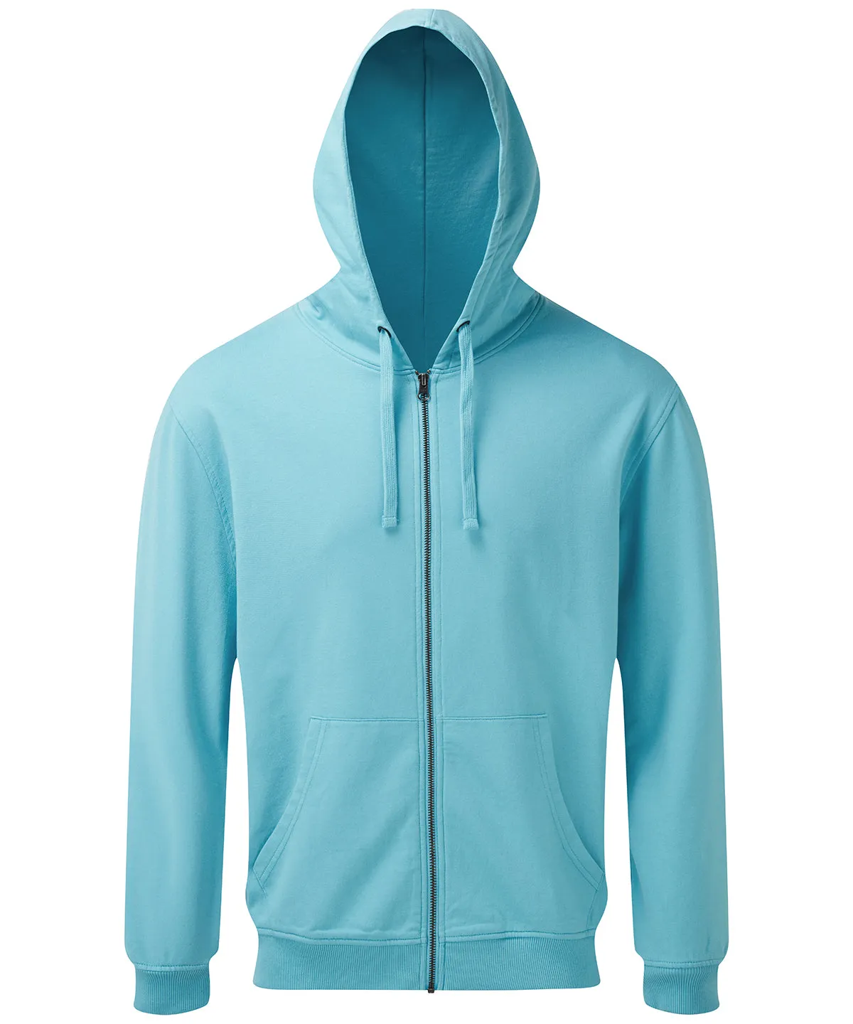 Mens coastal vintage wash loop back zip through hoodie | Bright Ocean