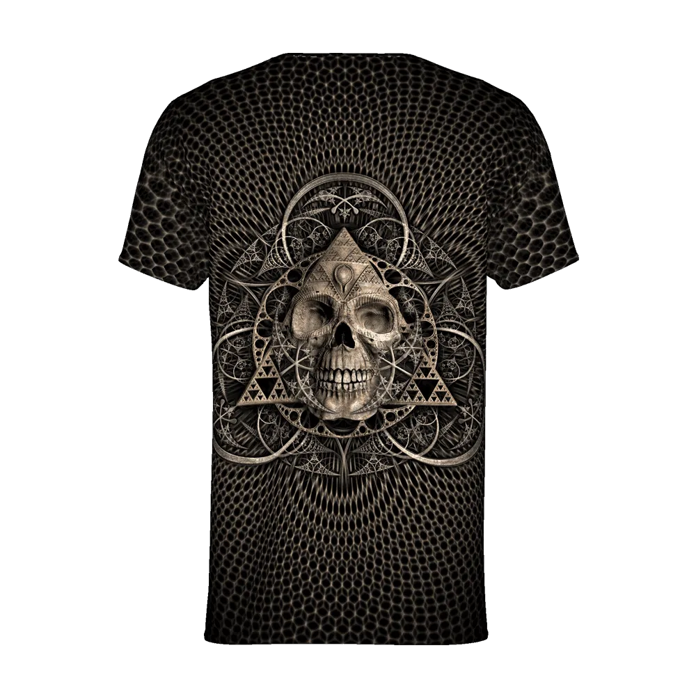 Mens Rave Shirt | Psy Clothing | Sacred Geomery Shirt | Fractal Shirt | Sierpenski Skull (TS)