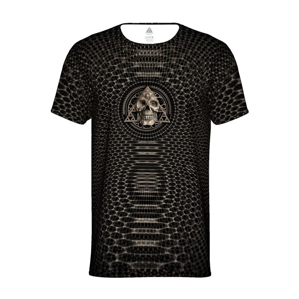 Mens Rave Shirt | Psy Clothing | Sacred Geomery Shirt | Fractal Shirt | Sierpenski Skull (TS)