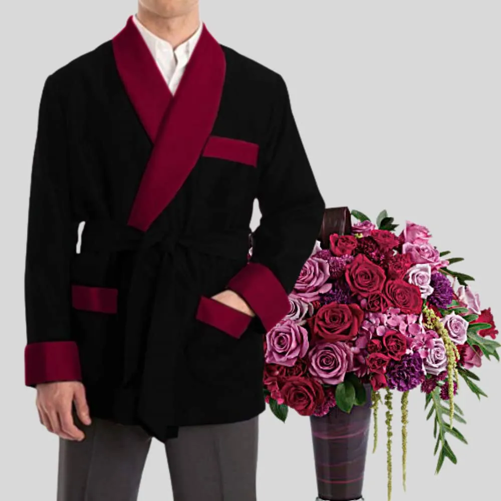 Men's Silky Satin Smoking Jacket Classic & Luxurious Light Weight Silk Smoking Outerwear