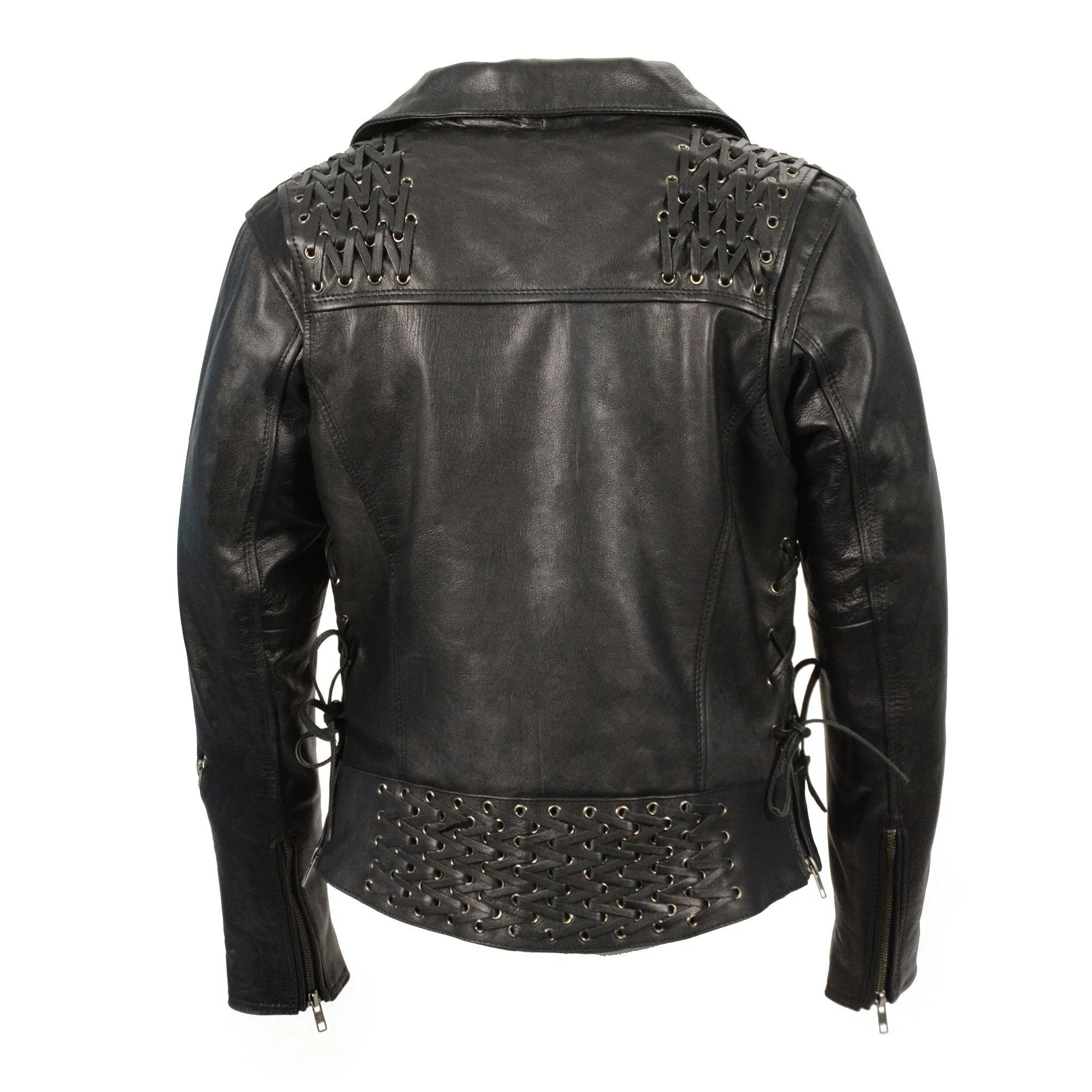 Milwaukee Leather MLL2525 Women's Black Leather Lightweight Lace to Lace Jacket