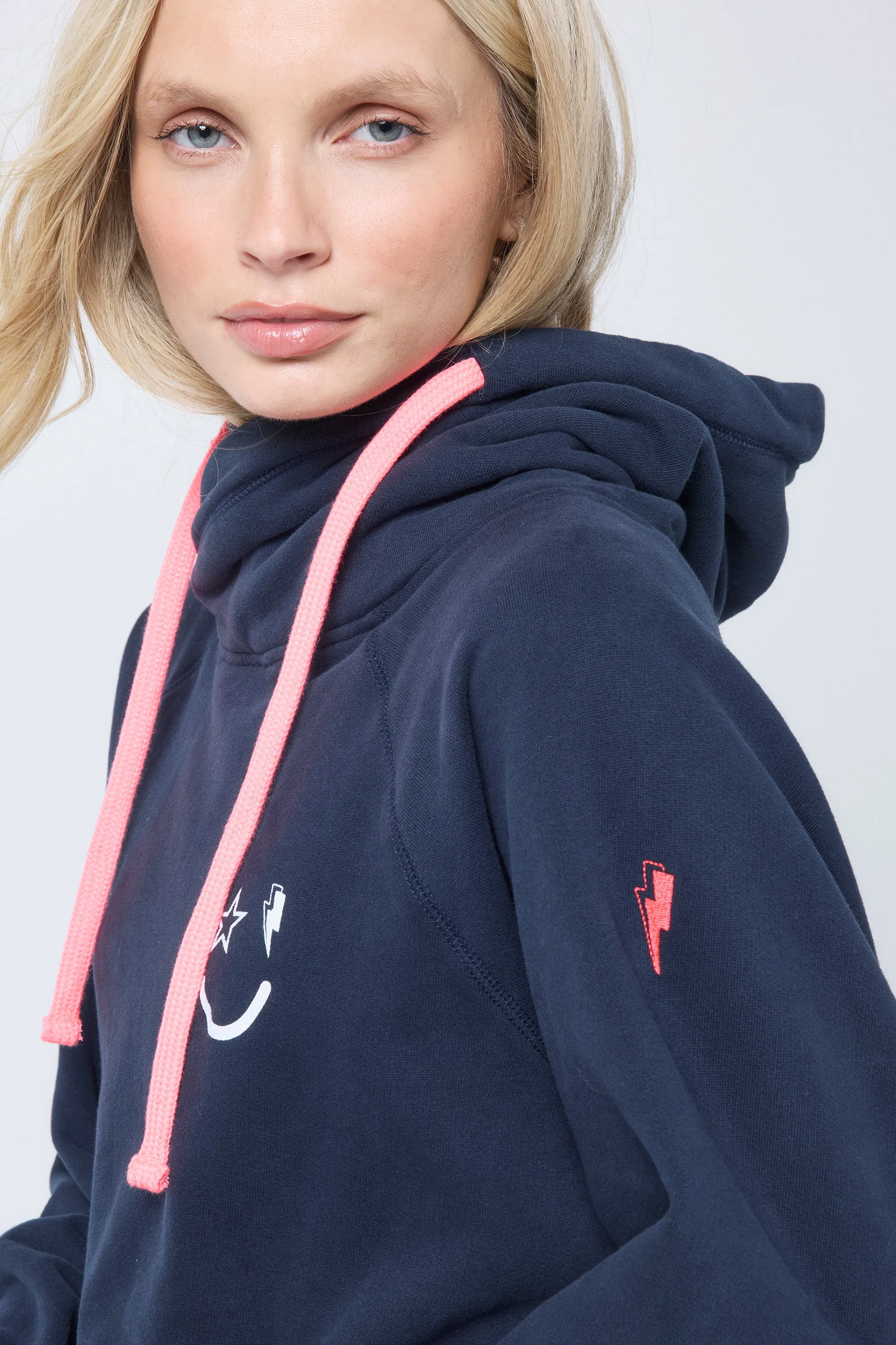 Navy Cowl Neck Hoodie