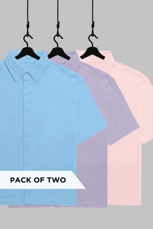 Pack of 3 Oversized Shirts Baby Blue, Lavender and Light Pink