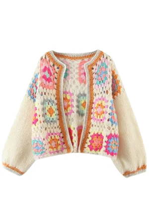 'Patricia' Hand-Crocheted Woven Cardigan (2 Colors)