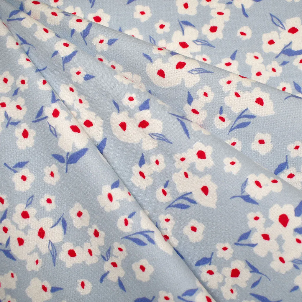 Periwinkle Spring Daisies Cozy Flannel Sky Blue