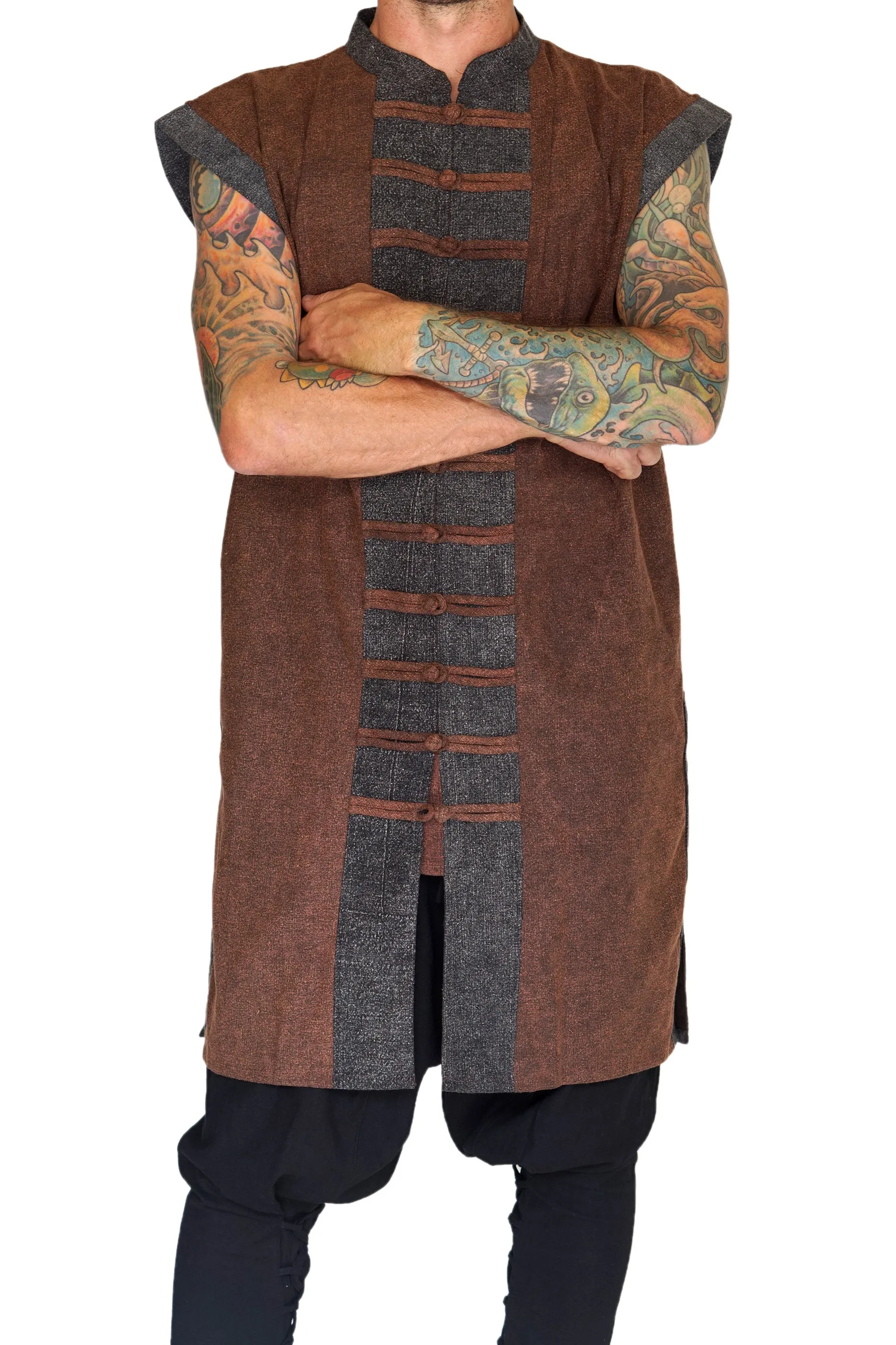 'Pirate Vest' - Stone Brown/Brown Buttons