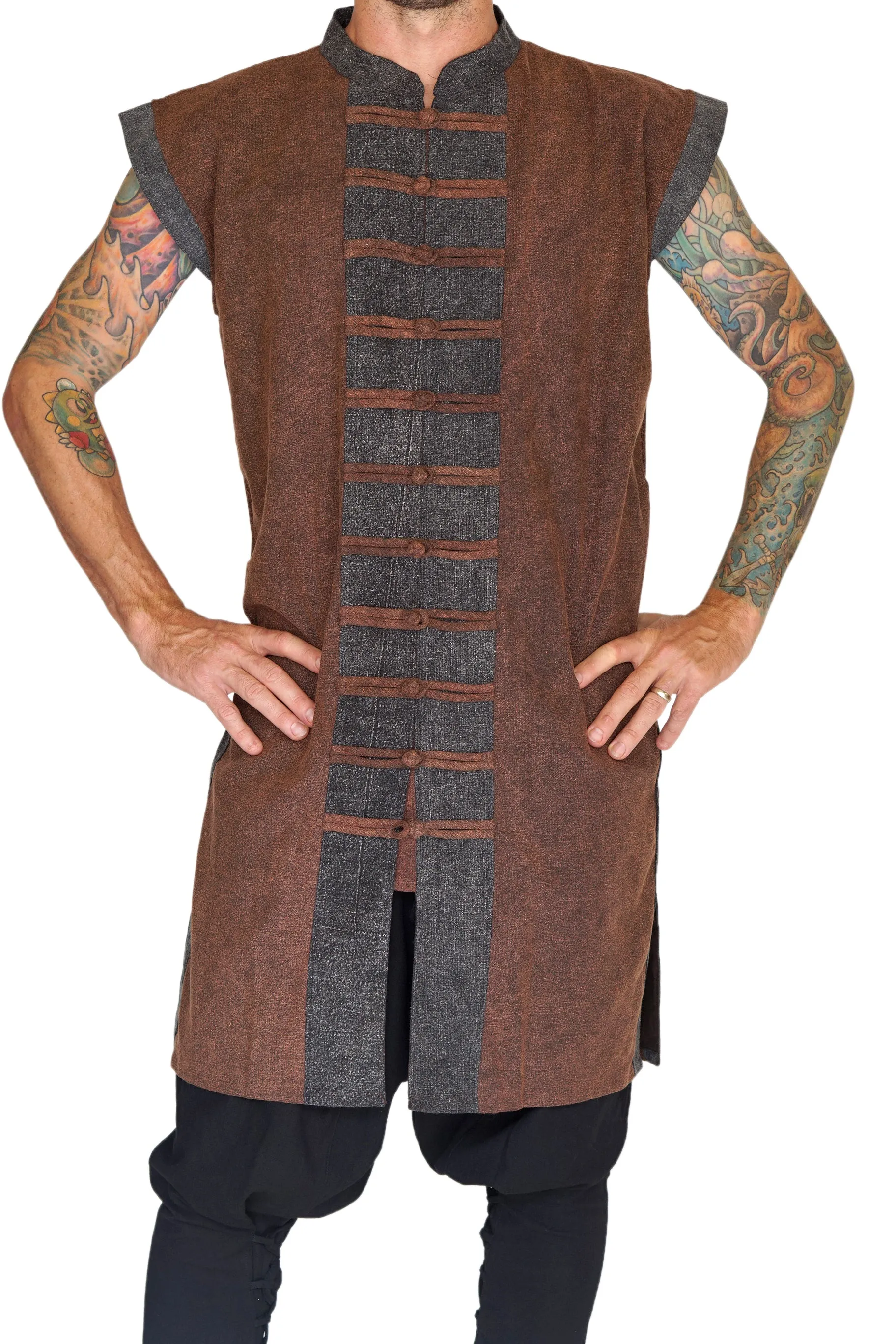 'Pirate Vest' - Stone Brown/Brown Buttons