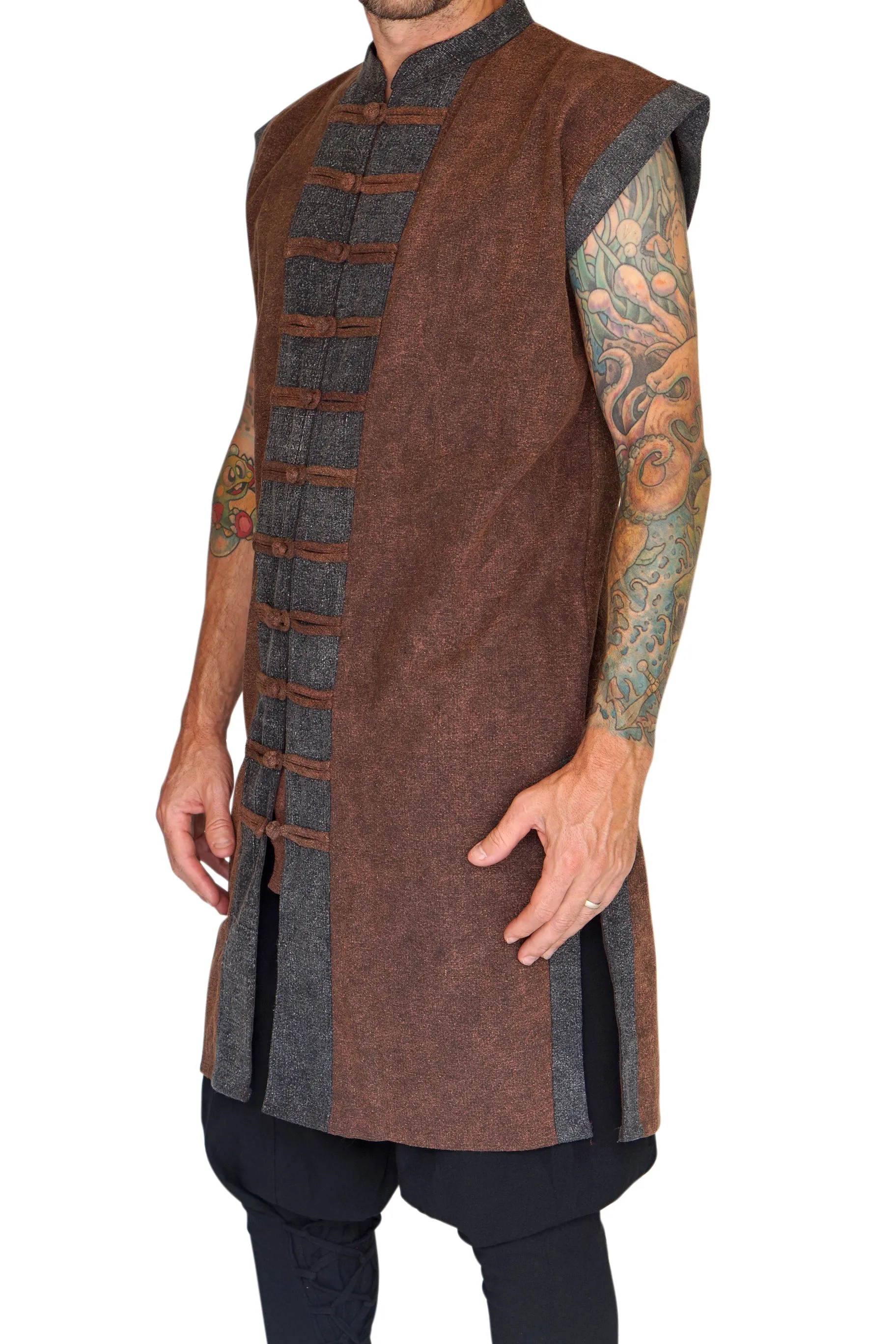 'Pirate Vest' - Stone Brown/Brown Buttons