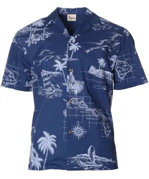 Poly Cotton Hawaiian Shirt Discover Hawaii Map