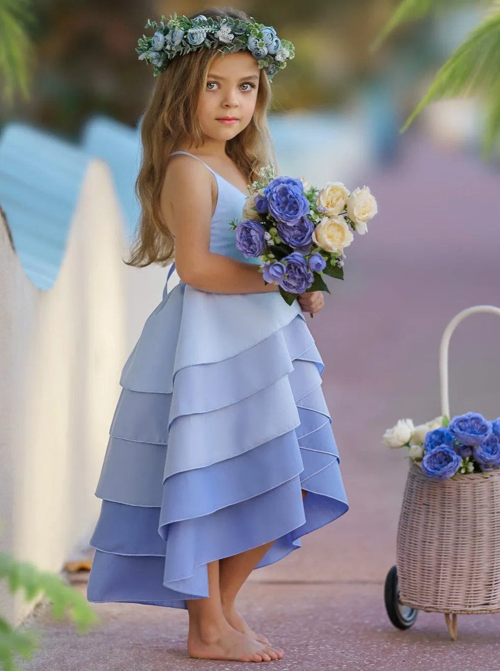 Pretty Petal Hues of Blues Tiered Dress